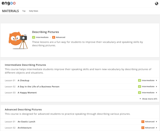 Engoo Photo Description page
